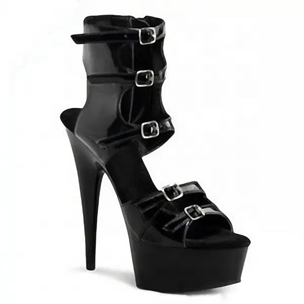 Модель для танцев на шесте, Классическая обувь на высоком каблуке 15 см, черные сексуальные черные ботильоны с рогаткой