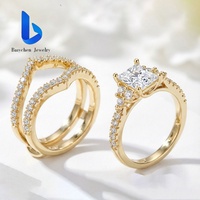 Bagues de luxe en diamant de laboratoire taille émeraude, or pur 14K/18K, serties de moissanite VVS D, pour femme