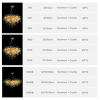 Lustre moderne en cristal en forme de goutte d'eau, luminaire de plafond en or de luxe, LED à intensité variable pour hall d'hôtel, restaurant