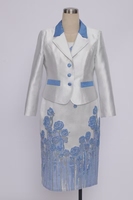 Geenlinm FASHlON Robe pour femmes, costumes d'église, 2 pièces, tenues d'église élégantes en brocart de haute qualité