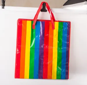 하이 퀄리티 레인 보우 스타일 재활용 저렴한 맞춤형 PP 짠 세탁 수하물 이동 플라스틱 포장 가방