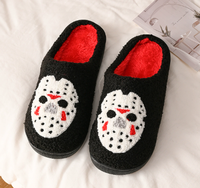 Noël Halloween hiver pantoufles en peluche avec rembourrage intérieur chaud pantoufles en peluche
