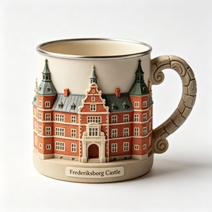 Taza de Resina al por Mayor con Diseño de Castillo, Taza Esculpida con Revestimiento de Acero Inoxidable, Recuerdo de Viaje de <span class=keywords><strong>Dinamarca</strong></span>, Taza de Poliresina - Product Image 1