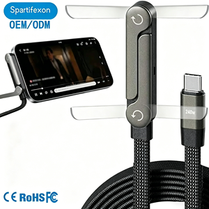 Câble de charge rapide 240W avec support, pour iPhone 17, tablette Huawei et jeux mobiles, charge rapide <span class=keywords><strong>USB</strong></span>-C 2-en-1 - Product Image 1