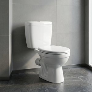 Ensemble WC moderne en céramique blanche, deux pièces, à double chasse, à poser au sol - Product Image 2