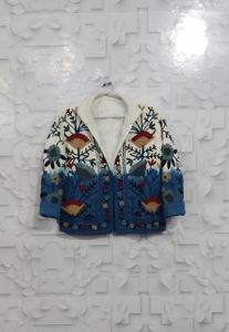 Chaqueta suzani tie dye con bordado Suzani, chaqueta larga para mujer, estilo bohemio, gitano, crewel, ideal para primavera, festivales, regalo especial. - Product Image 6