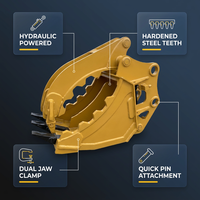 LISEN Pince de préhension hydraulique à fixation rapide pour excavatrice de 10 à 25 tonnes, avec liaison progressive et précision pour roche