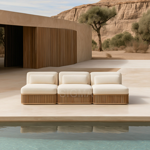 Set di Divani in Legno di Teak Massiccio per Esterni, Mobili da Giardino Resistenti a Pioggia e Sole, per Patio e Cortile - Product Image 6