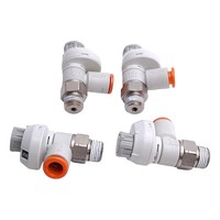 Banyak stok 4 buah As2201fg-01-07sa Flow Controller Fitting 1/8in Npt ke 1/4in Od Tube Baru, Asli, Tersedia, dengan Garansi Satu Tahun