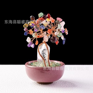 Árbol de Dinero de Cristal con Base de Cristal Blanco y Fichas Coloridas, Adorno Decorativo para el Hogar, Regalo - Product Image 1