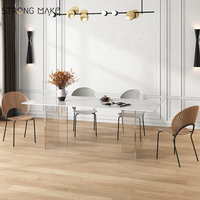 Nordic Clear Acrylic Base Esstisch Minimalisti scher 8-Sitzer Moderner Luxus-Esstisch aus weißem Sinter stein