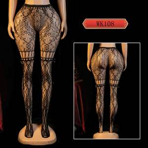 Yue Die Avrupa Amerika ODM Seks File Çorapları Sınır Ötesi Kadın Flört Seksi Dantel Oyuklu Külot Naylon Spandeks WK108 - Product Image 6