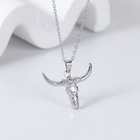 Collier Pendentif Tête de Taureau Style Ethnique Indien pour Homme, Plaqué Argent Antique, Personnalisé, Acier Inoxydable, Turquoise, Vente Transfrontalière