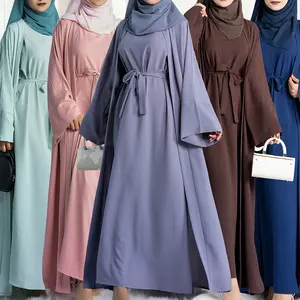 Desain Terbaru Set 2 Potong Abaya untuk Wanita Pakaian Abaya Islami Dubai Set Gaun Muslim Islam Modern Abaya Grosir