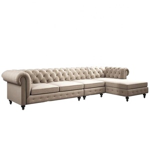 China Supplier Modular Modern Velvet Chesterfield <strong>Sofa</strong> 5 Seat L-shaped Fabric <strong>Corner</strong> <strong>Sofa</strong> - Product Image 1