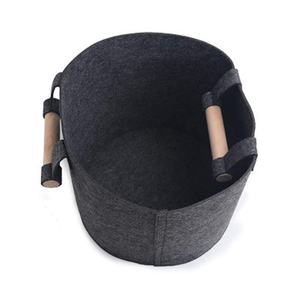 Cesta de almacenamiento de fieltro redonda de gran capacidad, con asas de madera para almacenar todo tipo de artículos diversos - Product Image 4