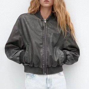 ZATRHMBM, ropa de <span class=keywords><strong>mujer</strong></span> de otoño e <span class=keywords><strong>invierno</strong></span>, nueva <span class=keywords><strong>moda</strong></span> <span class=keywords><strong>2023</strong></span>, Chaqueta de algodón de imitación lavada, abrigo Retro Con cremallera larga - Product Image 3