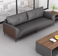Conjunto de Sofá de Oficina y Mesa de Centro de Cuero, Relleno de Esponja, Estilo Moderno, para Apartamentos y Hoteles, Área de Recepción y Reuniones Empresariales