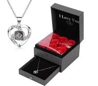 Cadeau pour la Saint-Valentin 2025, collier de fleurs artificielles pour femme, cadeau de Noël, cadeau pour la fête des mères, ensemble de bijoux rose éternelle