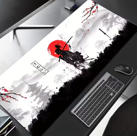 Tapis de souris conçu par les samouraïs, tapis de clavier de jeu, accessoires informatiques en caoutchouc noir, accessoires de bureau PC, adapté