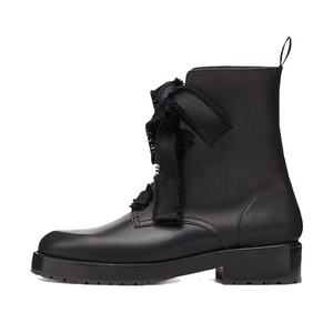 Botas de suela dura para <span class=keywords><strong>mujer</strong></span>, <span class=keywords><strong>Botines</strong></span> negros a la moda, de cuero de alta calidad, con cremallera, zapatos de invierno - Product Image 4