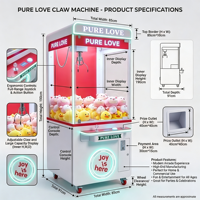 Machine à griffes commerciale à monnayeur, transparente, pour la distribution de peluches et de jouets, jeu d'arcade à vendre