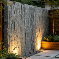 Panneau de quartzite gris naturel à face fendue argentée, revêtement mural en pierre empilée pour crédence de cuisine et mur de douche