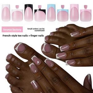 Uñas postizas acrílicas estilo francés cuadradas, mate, para usar en los dedos, las más vendidas, al por mayor - Product Image 3