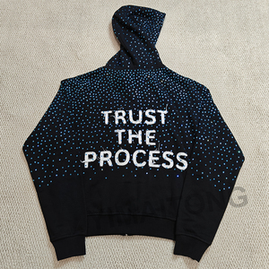 เสื้อฮู้ดมีซิปสำหรับผู้ชายเสื้อฮู้ดเย็บปักประดับพลอยเทียมโอเวอร์ไซส์ออกแบบได้ตามต้องการ - Product Image 5