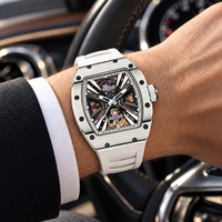 100 PCS OEM Montre mécanique squelette en fibre de carbone pour homme, mouvement interne, marque privée, automatique, 3ATM, sport, luxe