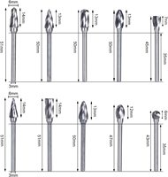 Fraise rotative en carbure de tungstène fritté, double coupe, polie, tige de 6 mm, OEM, pour débavurage de métaux, compatible avec les meuleuses Dremel