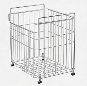 Chariot à linge en métal avec panier amovible, chariot utilitaire robuste pour la maison et la salle de bain - Product Image 2