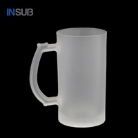Mug à bière transparent de 16 oz, vierge pour sublimation DIY, en forme de canette de bambou, pré-revêtu en usine, en verre transparent