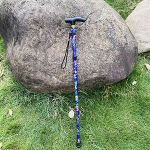 Canne pliante imprimée Xin Chen en alliage d'aluminium, 5 sections télescopiques, bâton de marche pour la randonnée en plein air, antidérapant, aide à la marche pour personnes âgées - Product Image 3
