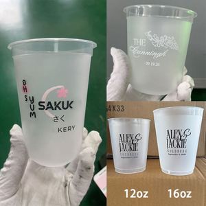 แก้วพลาสติกแบบใช้แล้วทิ้งขนาด 16 ออนซ์ 400 มล. สำหรับกาแฟเย็น พร้อมโลโก้, แก้วพลาสติกแบบใช้แล้วทิ้งสำหรับงานแต่งงาน ร้านชานมไข่มุก - Product Image 2