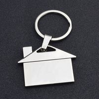 Llavero Personalizado con Logotipo, en Forma de Casa, de Aleación de Zinc Plateada y Duradera, con Grabado Láser para Profesionales Inmobiliarios