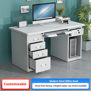 Escritorio de personal de acero inoxidable moderno, <span class=keywords><strong>mesa</strong></span> de ordenador de escritura financiera de 1,<span class=keywords><strong>2</strong></span> <span class=keywords><strong>metros</strong></span> con cajón - Product Image 2