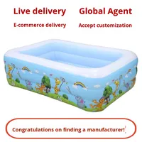 Piscine gonflable pour usage domestique, carrée, en PVC épaissi, motif de dessin animé, jouet pour bébé, jeu de pêche, 0-3 mois