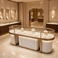 Maßgefertigte Schmuck-Vitrine mit Aufbewahrungsschubladen LED-Beleuchtung Gehärtetes Glas Edelstahlrahmen Ausstellungsschrank für Einzelhandelsgeschäfte