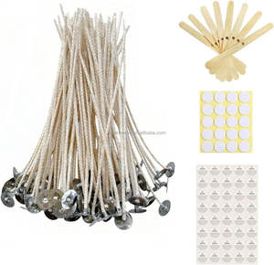Kit <span class=keywords><strong>de</strong></span> fournitures <span class=keywords><strong>de</strong></span> fabrication <span class=keywords><strong>de</strong></span> bougies en coton naturel et mèches en bois avec autocollants, supports pour cire <span class=keywords><strong>de</strong></span> soja - Product Image 2