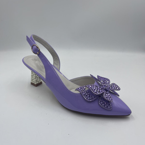 Sandali da Donna <span class=keywords><strong>con</strong></span> <span class=keywords><strong>Tacco</strong></span> Alto in Pelle Verniciata, Punta Affusolata, Strass, Farfalla, Slingback, <span class=keywords><strong>Tacco</strong></span> Grosso, <span class=keywords><strong>Scarpe</strong></span> da Festa OEM - Product Image 2