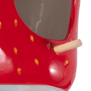 Mangiatoia per uccelli in ceramica a forma di fragola, decorativa da appendere all'esterno per l'arredamento del giardino - Product Image 5