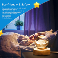 Lumières de décoration de chambre d'enfants intelligentes personnalisées 3D Art Mood Lights Led Glowing Crystal Ball Night Light avec base en bois