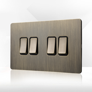 Langyao कांस्य ब्रश स्टेनलेस स्टील पैनल 1/<span class=keywords><strong>2</strong></span>/<span class=keywords><strong>3</strong></span>/4 गिरोह स्विच रेट्रो होम सजावट दीवार बटन यूके सॉकेट प्रकार c + usb - Product Image 2