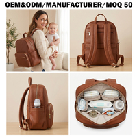 Raffinierte Vegane PU-Leder Wickeltasche Rucksack Stilvoller Wasserdichter Mama-Rucksack Maßgeschneidertes Design OEM-Hersteller
