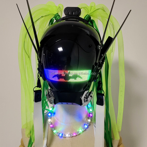 <span class=keywords><strong>Cyberpunk</strong></span> Máscara Casco Máscara futurista, LED Bluetooth con trenzas Máscara Cosplay Halloween Fit Party Music Festival - Product Image 6