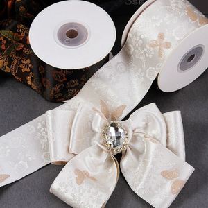 Cinta de Raso Jacquard Floral de Lujo de Alta Calidad de 2.5 cm para Decoración de Cajas de Regalo Festivas, 10 Yardas/rollo - Product Image 2