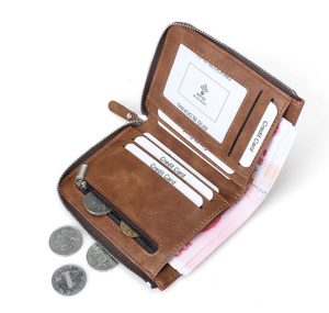 Unique Design Vintage Leather <b>RFID</b> Short <b>Wallet</b> for Men Secure Coin Pocket Bifold <b>Wallet</b> with <b>RFID</b> Protection Available For Sale - Product Image 3