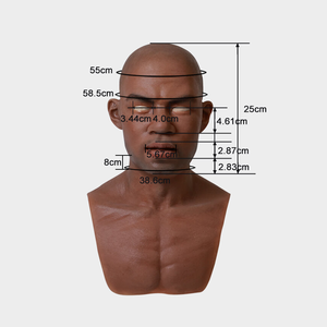 <span class=keywords><strong>Tono</strong></span> de piel Africana realista de silicona completa, máscara de fiesta de Halloween, Cara Humana, máscara de Halloween, accesorios de película para anciano Calvo - Product Image 5