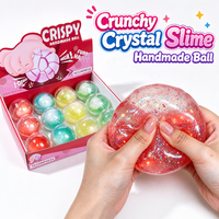 Lot de 90g de slime cristallin croustillant, boule de 7cm, jouet sensoriel anti-stress à presser avec paillettes, boîte de présentation de 12 pièces